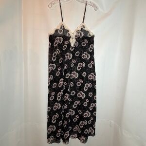 Vtg Prima Donna‎ Sheer Floral Nightgown Lace Trim Camisole Slip Dress Romance